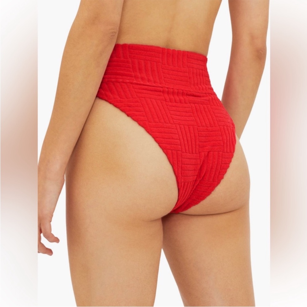 Beach Riot Highway Highwaist Terry Red Bikini Bottoms Size M - Picture 2 of 10